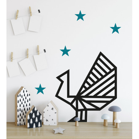 Idée déco chambre enfant stickers autocollant étoile bleu electrique