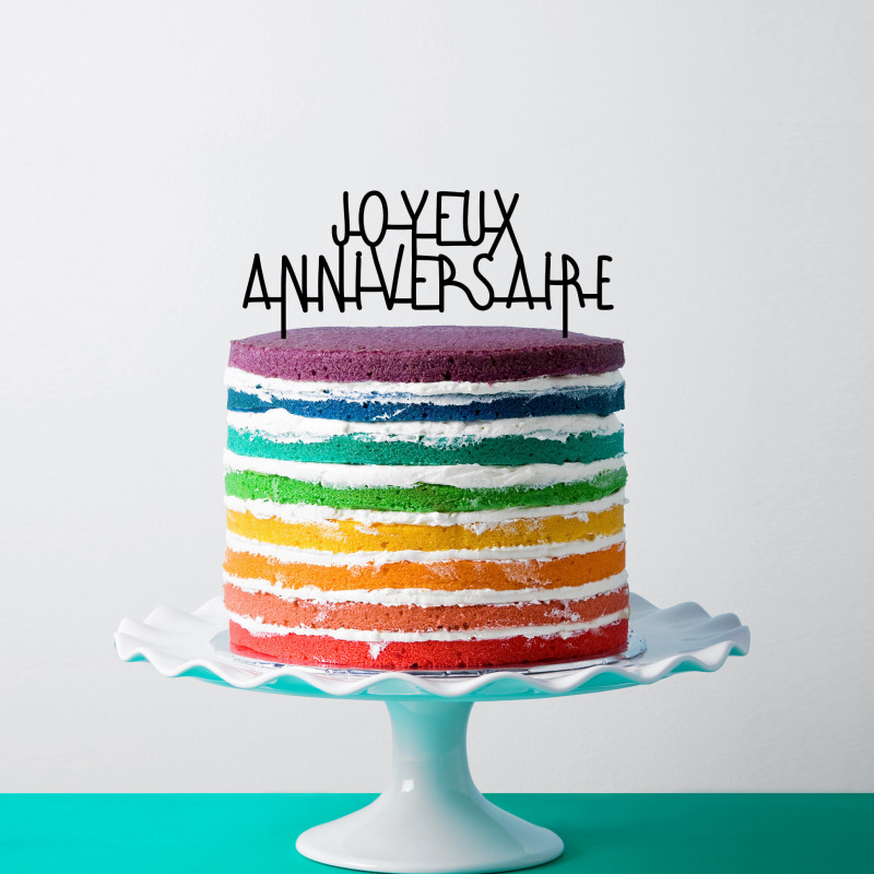 Cake Topper Pour Gateau En Plexiglas Joyeux Anniversaire Milieo