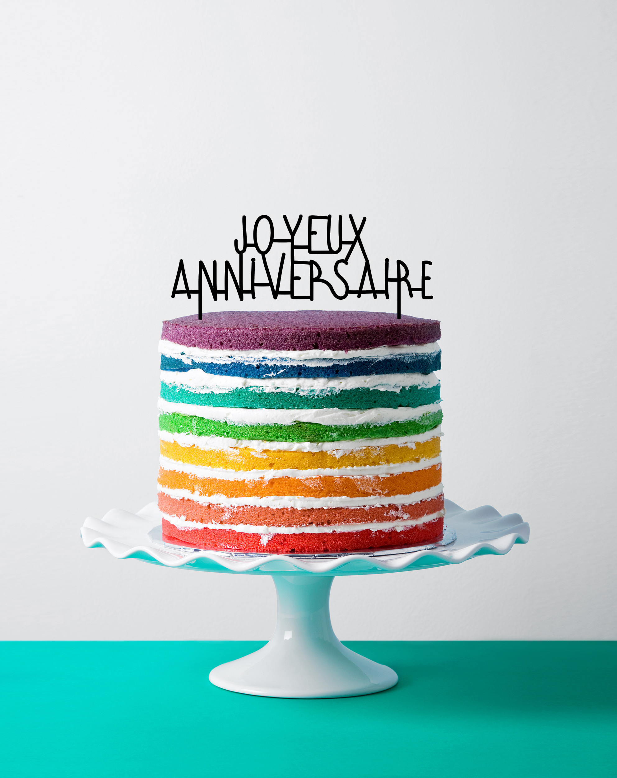 Cake topper joyeux anniversaire noir déco gâteau made in France