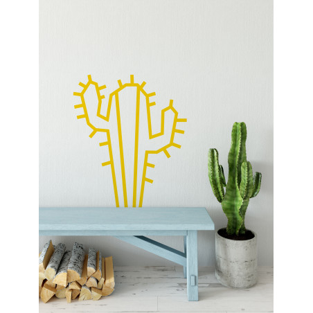 Deco DIY murale en masking tape cactus jaune maison salon