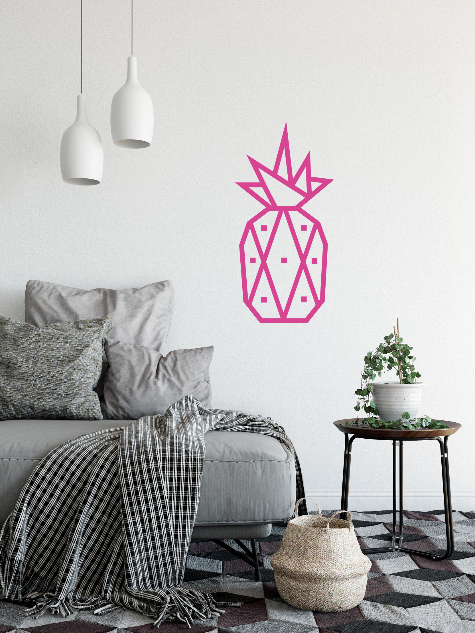 decoration murale diy masking tape ananas rose