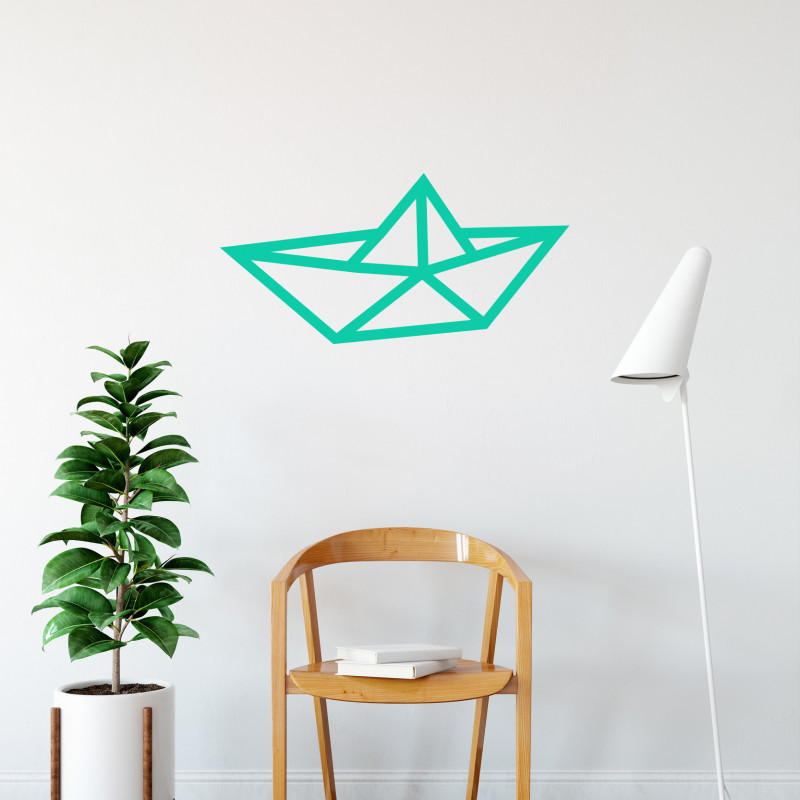 decoration murale diy masking tape bateau menthe