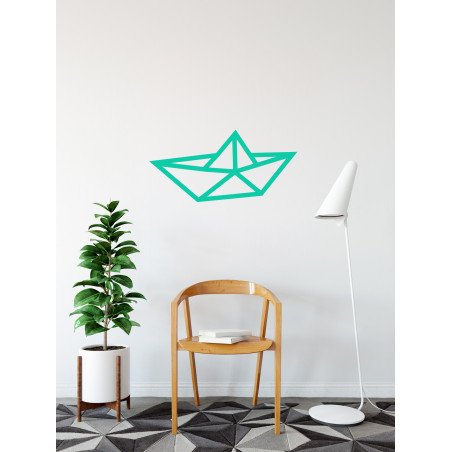 decoration murale diy masking tape bateau menthe