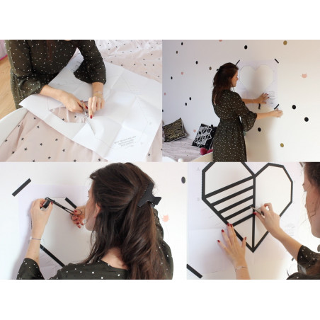 Tuto DIY masking tape decoration murale cœur