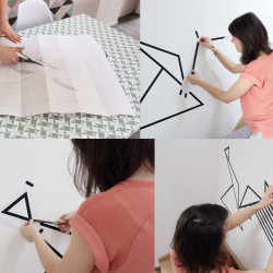 tuto diy decoration murale en masking tape motif triangle