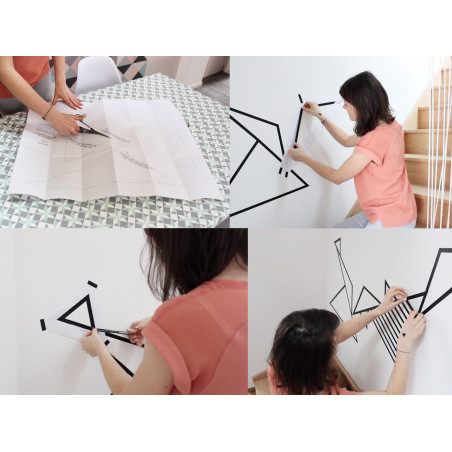 tuto diy decoration murale en masking tape motif triangle