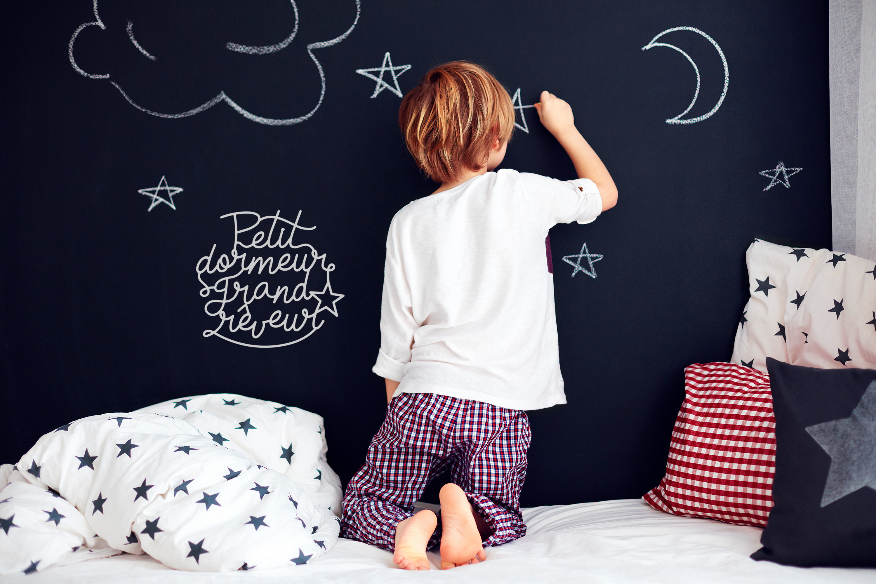 Déco mur lettrage chambre enfant petit dormeur grand rêveur plexi blanc