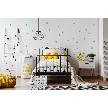 décoration murale chambre stickers pois repositionnable vert menthe