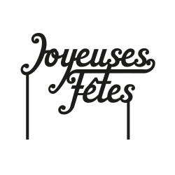 Déco gâteau cake topper Joyeuses fêtes noir