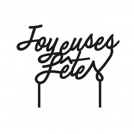 Déco gâteau cake topper Joyeuses fêtes plexi noir