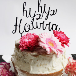 Cake topper pour gâteau de mariage hip hip hourra plexi noir