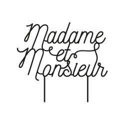 Cake topper pour gâteau de mariage madame et monsieur plexi noir