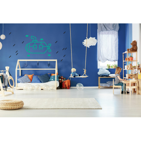 decoration murale chambre enfant kit diy masking tape sous marin menthe