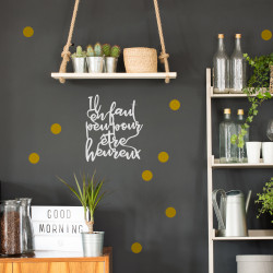 Lettrage déco à accrocher au mur il en faut peu pour être heureux plexi blanc