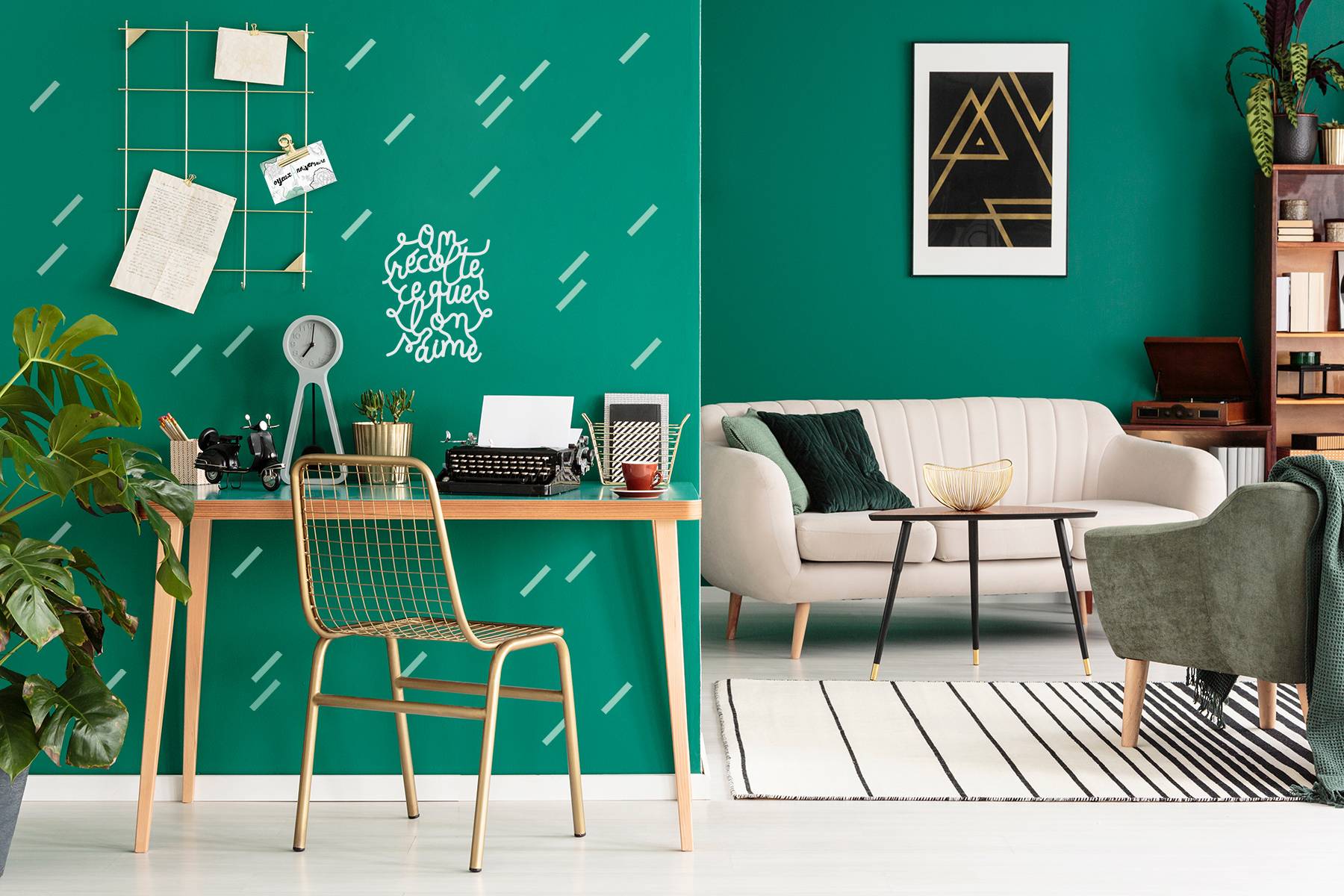 Idée déco mur stickers trait argent