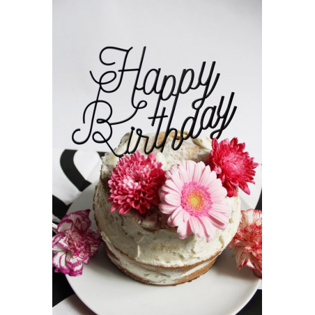 Décoration gâteau noir cake topper happy birthday