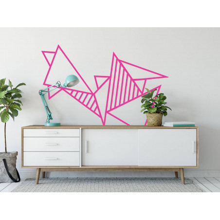 decoration murale tuto diy masking tape salon triangle rose