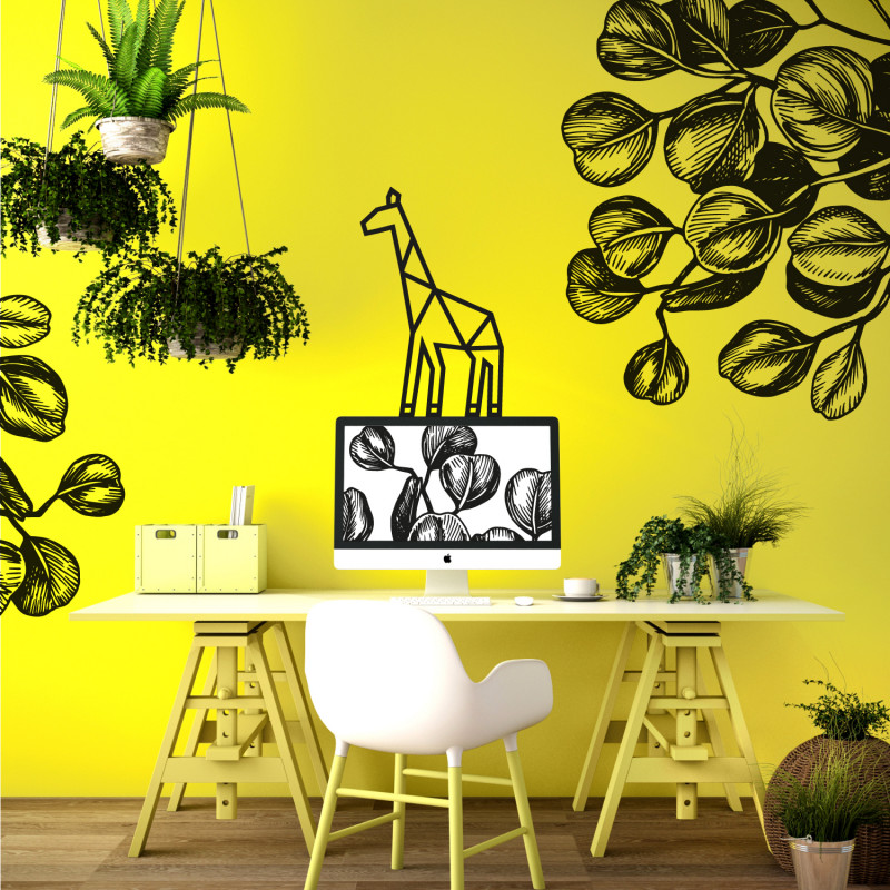 déco mur en masking tape girafe noir