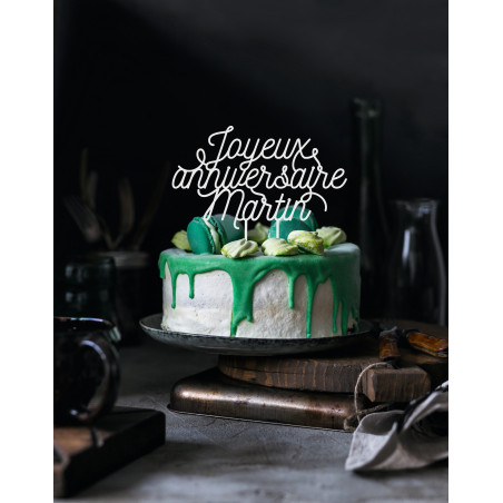 Cake topper personnalisé joyeux anniversaire prénom