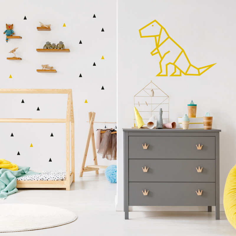 Stickers petits triangles déco mur chambre enfant noir et jaune Stickers petits triangles déco mur chambre enfant noir et jaune